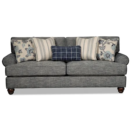 Traditional Queen Sleeper Sofa with Sock-Rolled Arms